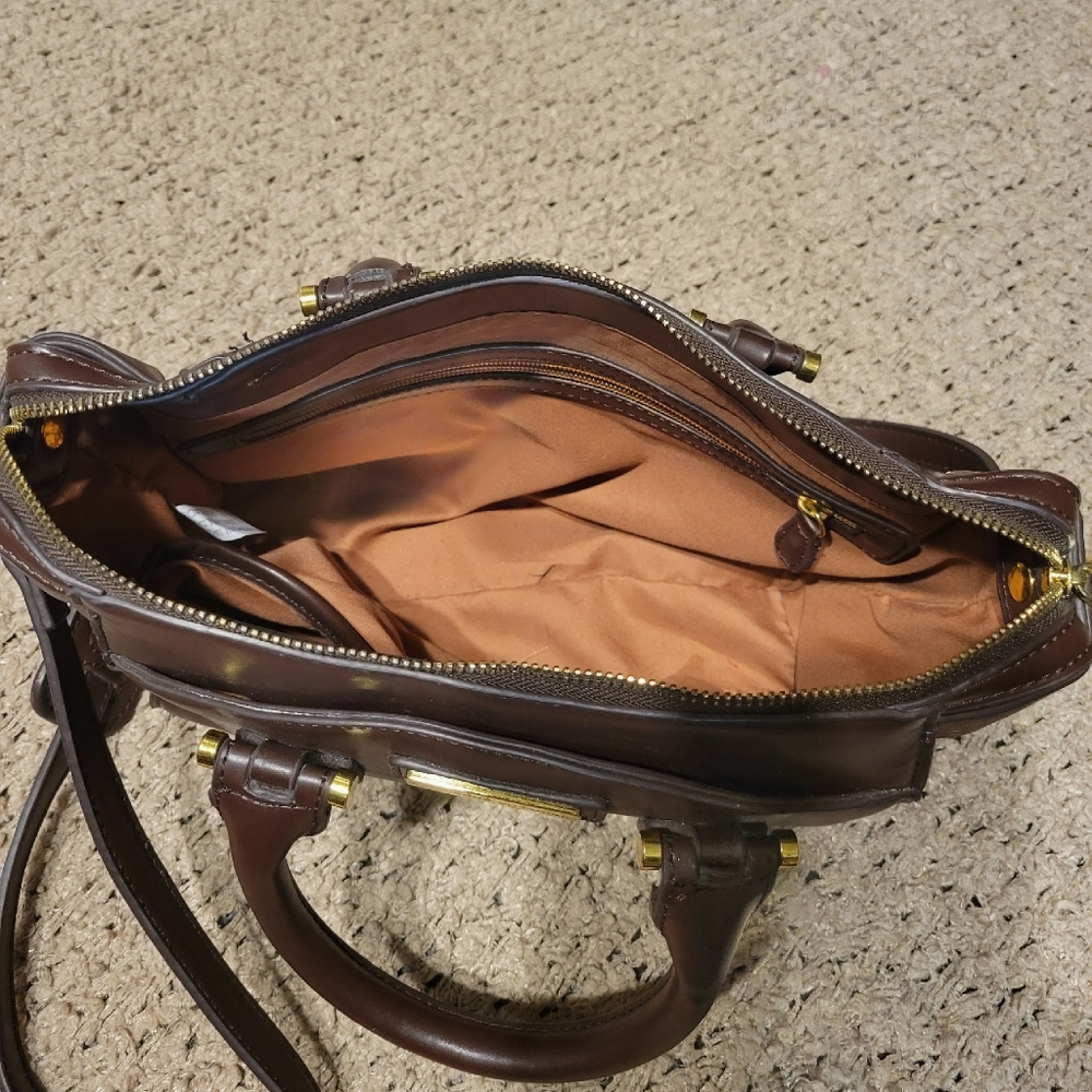 ADRIENNE VITTADINI SHOULDER PURSE BROWN LEATHER - Picture 5 of 14